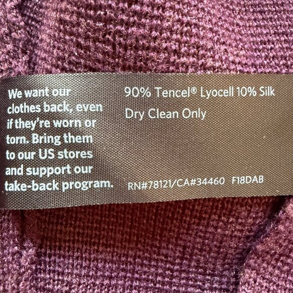 Eileen Fisher Size M Plum Silk Blend Lightweight Open Front Cardigan Sweater - Picture 4 of 13